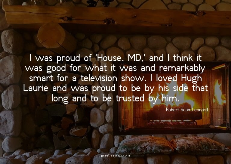 I was proud of 'House, MD,' and I think it was good for