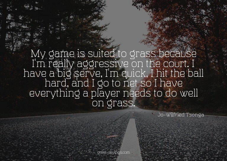 My game is suited to grass because I'm really aggressiv