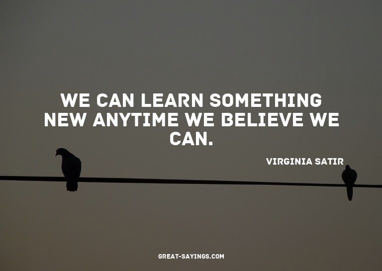 We can learn something new anytime we believe we can.

