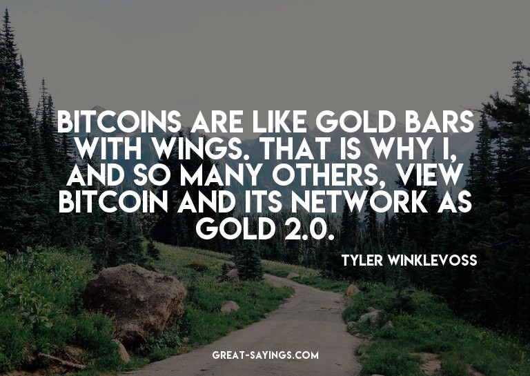 Bitcoins are like gold bars with wings. That is why I,