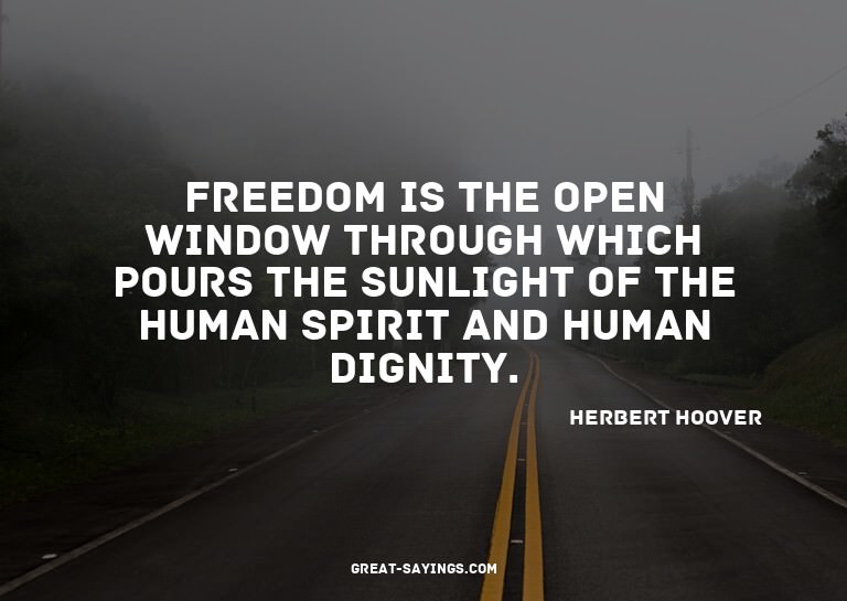 Freedom is the open window through which pours the sunl