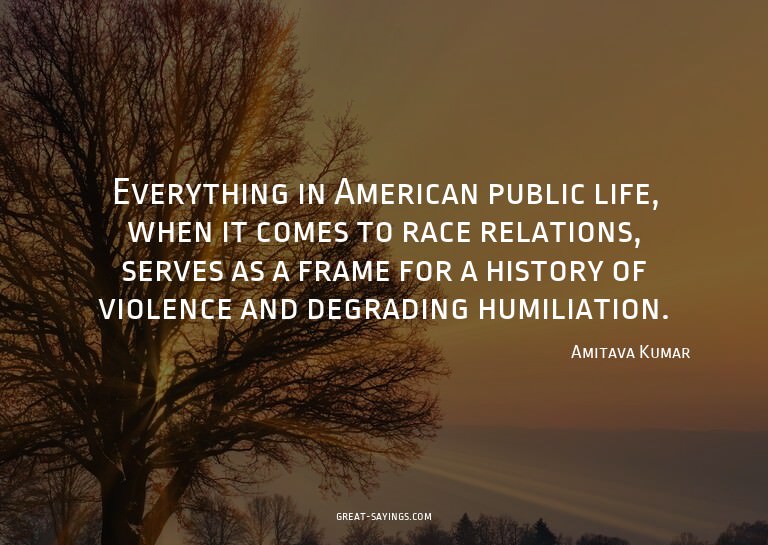 Everything in American public life, when it comes to ra