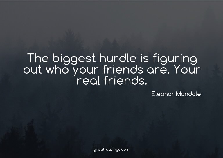 The biggest hurdle is figuring out who your friends are