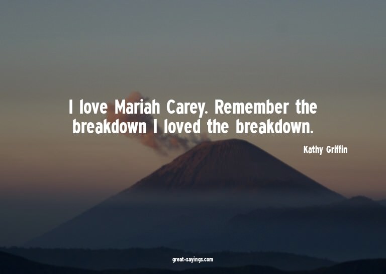 I love Mariah Carey. Remember the breakdown? I loved th