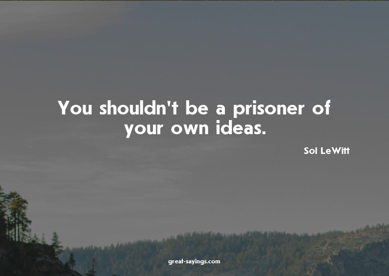 You shouldn't be a prisoner of your own ideas.

