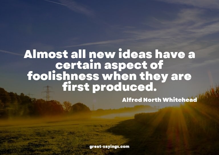 Almost all new ideas have a certain aspect of foolishne