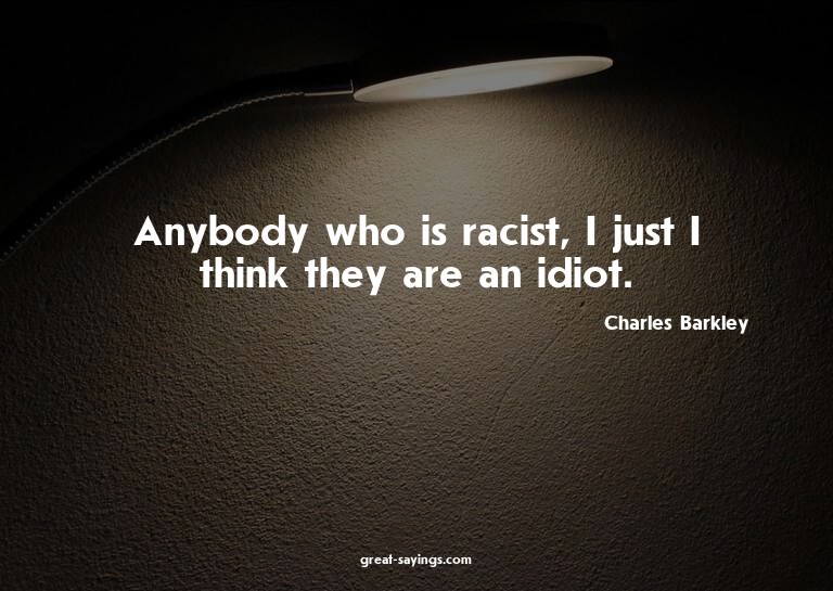 Anybody who is racist, I just I think they are an idiot