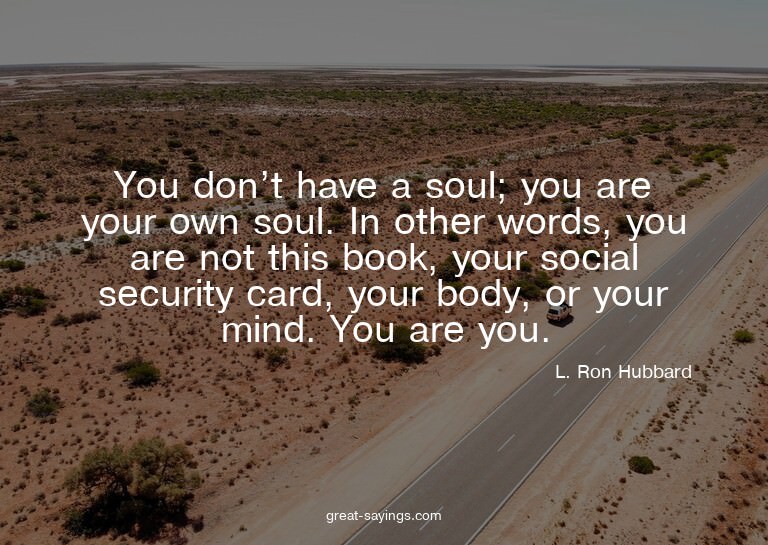 You don't have a soul; you are your own soul. In other