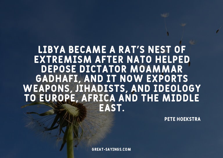 Libya became a rat's nest of extremism after NATO helpe