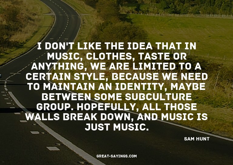 I don't like the idea that in music, clothes, taste or
