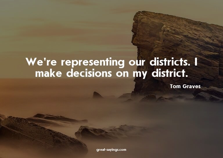 We're representing our districts. I make decisions on m