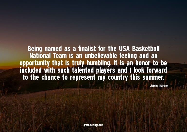 Being named as a finalist for the USA Basketball Nation