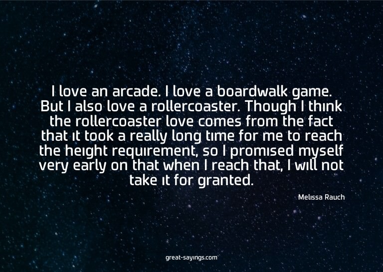 I love an arcade. I love a boardwalk game. But I also l