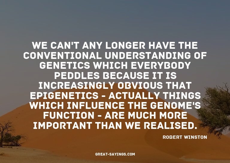 We can't any longer have the conventional understanding