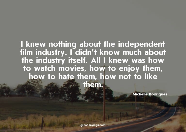 I knew nothing about the independent film industry. I d