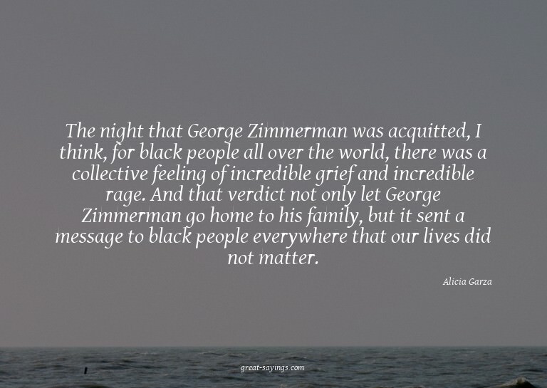 The night that George Zimmerman was acquitted, I think,