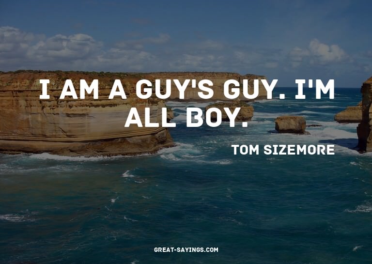 I am a guy's guy. I'm all boy.

