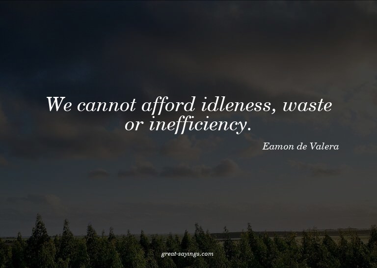 We cannot afford idleness, waste or inefficiency.

