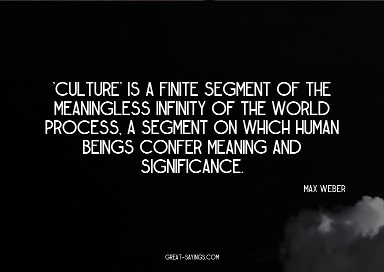 'Culture' is a finite segment of the meaningless infini