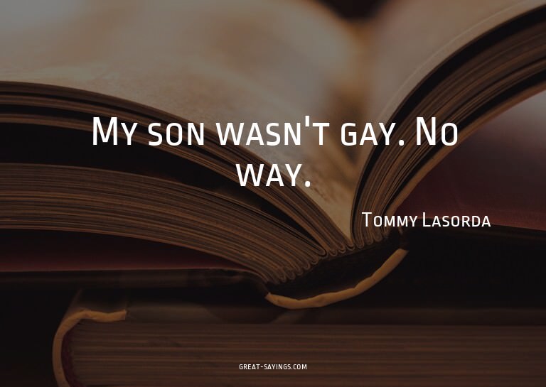 My son wasn't gay. No way.

