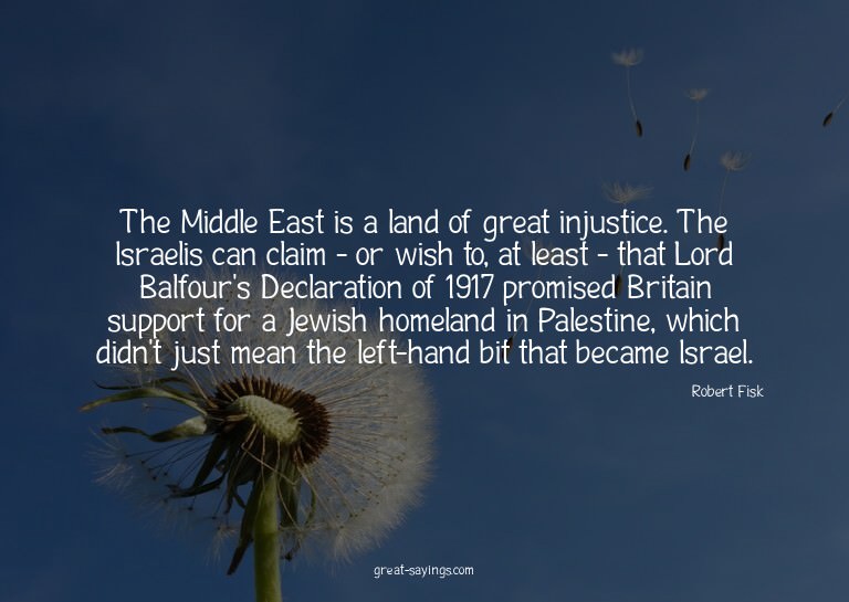 The Middle East is a land of great injustice. The Israe
