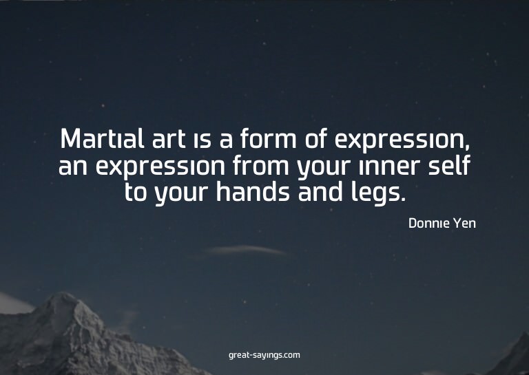 Martial art is a form of expression, an expression from