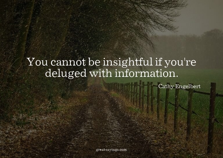 You cannot be insightful if you're deluged with informa