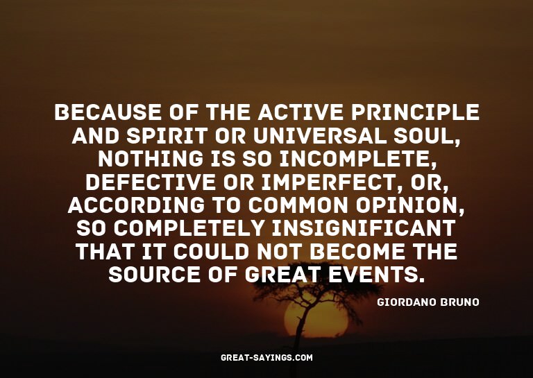 Because of the active principle and spirit or universal