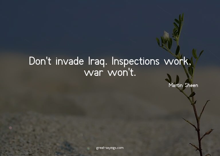 Don't invade Iraq. Inspections work, war won't.

