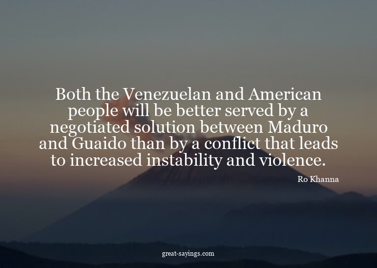 Both the Venezuelan and American people will be better