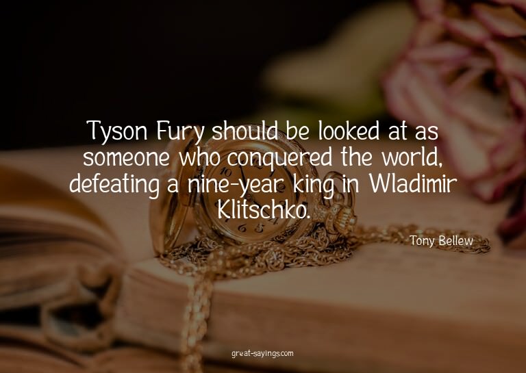 Tyson Fury should be looked at as someone who conquered