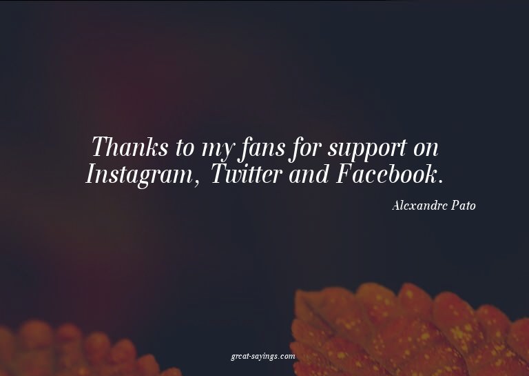 Thanks to my fans for support on Instagram, Twitter and