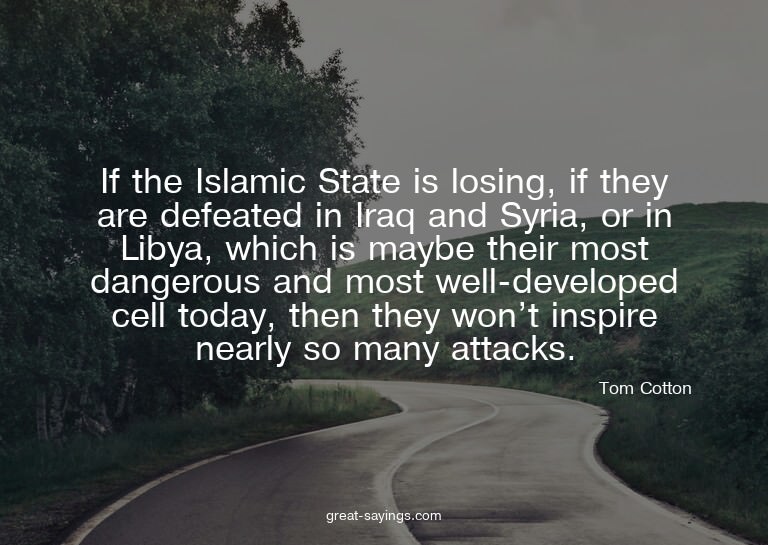 If the Islamic State is losing, if they are defeated in