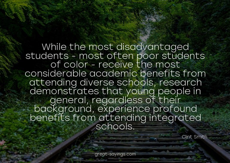 While the most disadvantaged students - most often poor