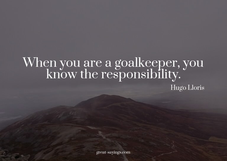 When you are a goalkeeper, you know the responsibility.