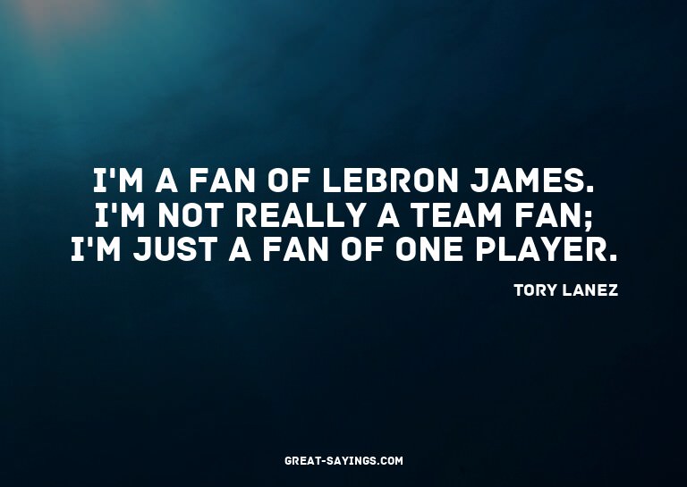 I'm a fan of LeBron James. I'm not really a team fan; I