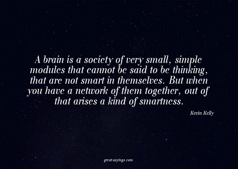 A brain is a society of very small, simple modules that