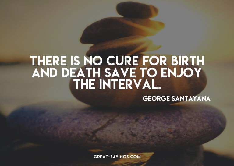 There is no cure for birth and death save to enjoy the