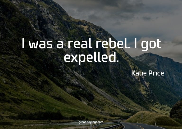I was a real rebel. I got expelled.

