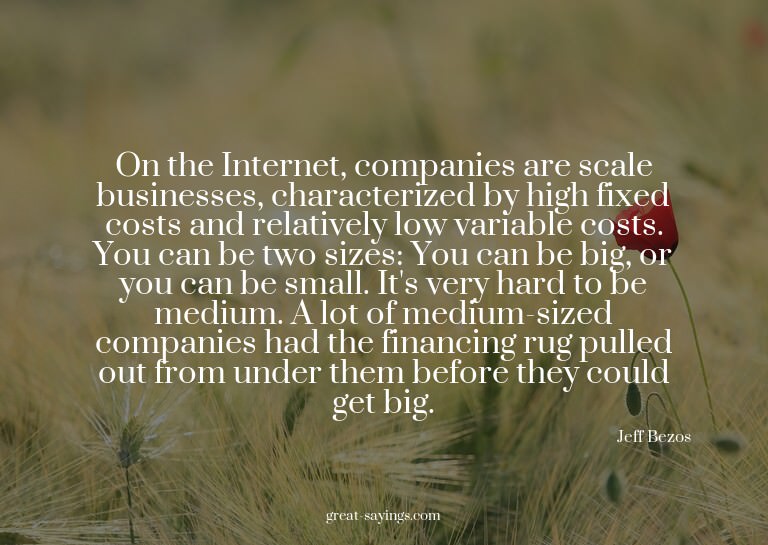 On the Internet, companies are scale businesses, charac