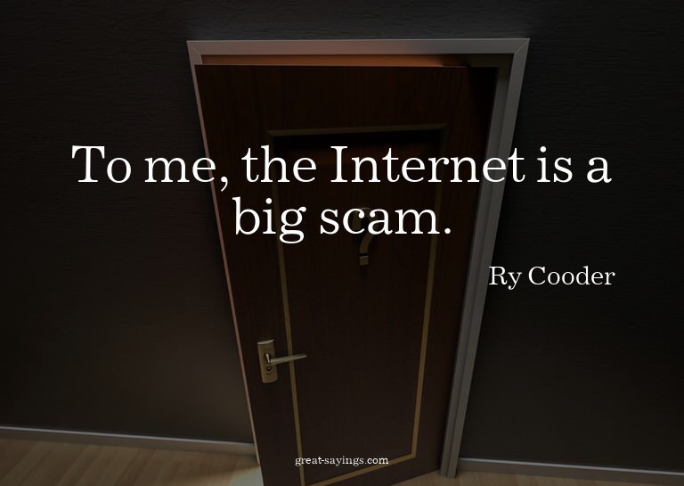 To me, the Internet is a big scam.

