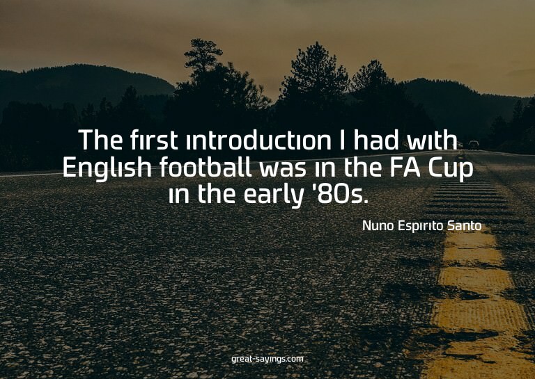 The first introduction I had with English football was