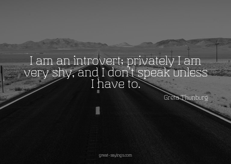 I am an introvert; privately I am very shy, and I don't