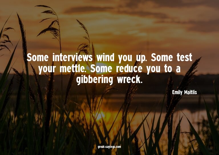 Some interviews wind you up. Some test your mettle. Som