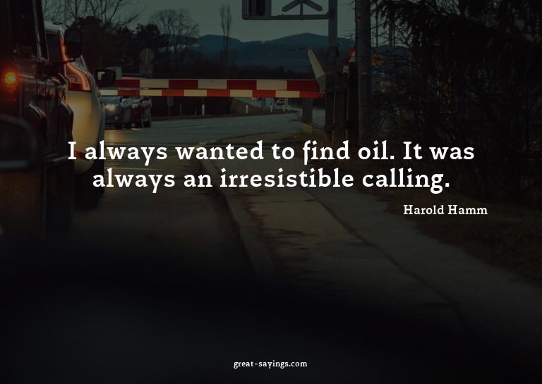 I always wanted to find oil. It was always an irresisti