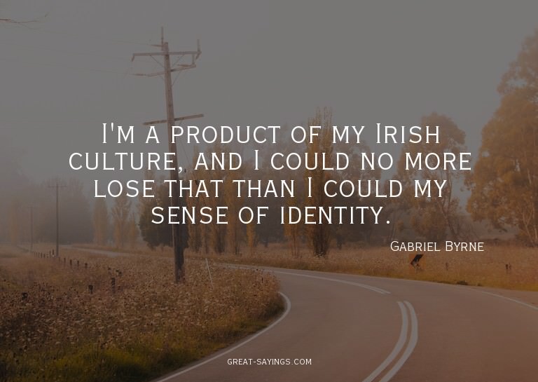 I'm a product of my Irish culture, and I could no more