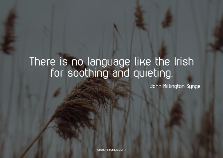 There is no language like the Irish for soothing and qu