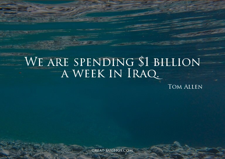 We are spending $1 billion a week in Iraq.

