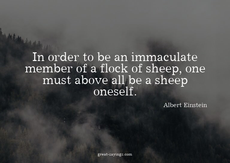 In order to be an immaculate member of a flock of sheep