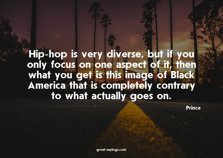 Hip-hop is very diverse, but if you only focus on one a